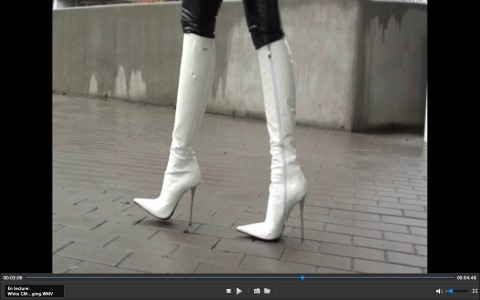 Sexy walk in shiny legging a white patent explosive GML boots