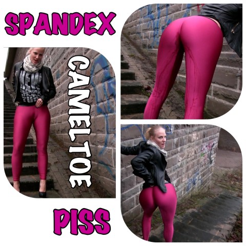 Scharfer Cameltoe PISS in Spandex Leggings